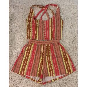 VRG GRL Linen Striped Tank Shorts Set Size 10/12